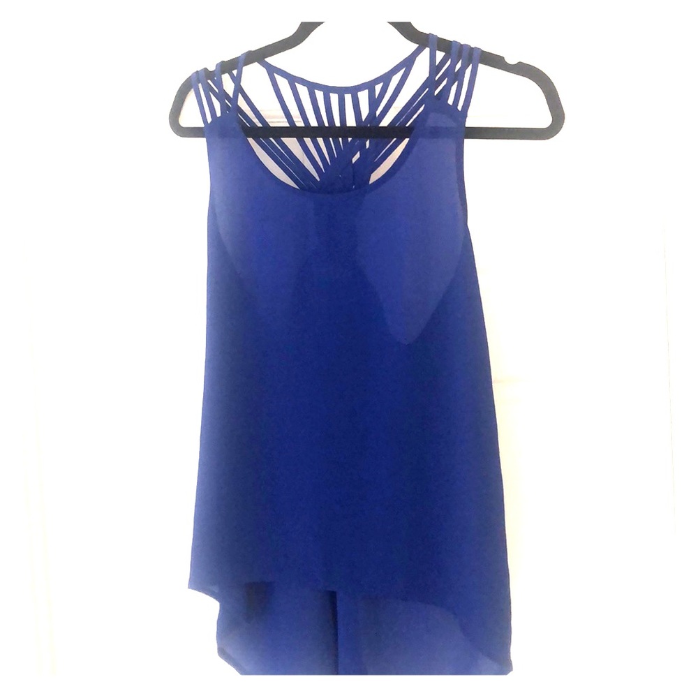 ROYAL BLUE STRAPPY TANK TOP BLOUSE